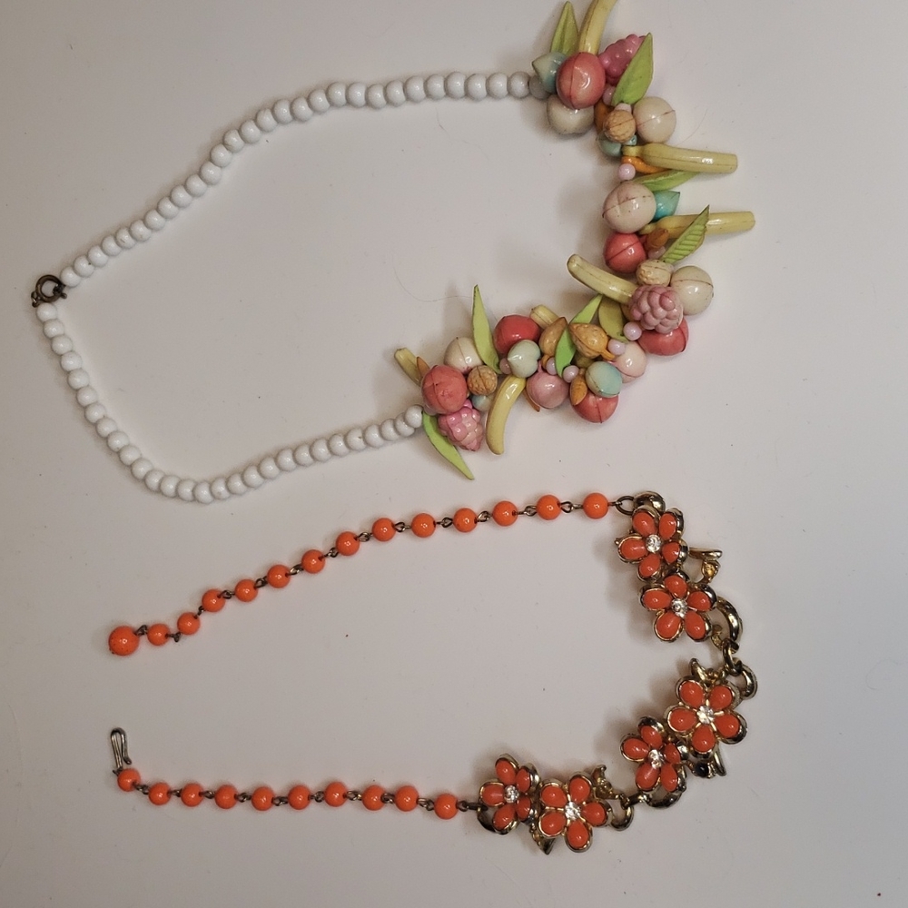 Vintage retro pinup floral fruit necklaces vlv